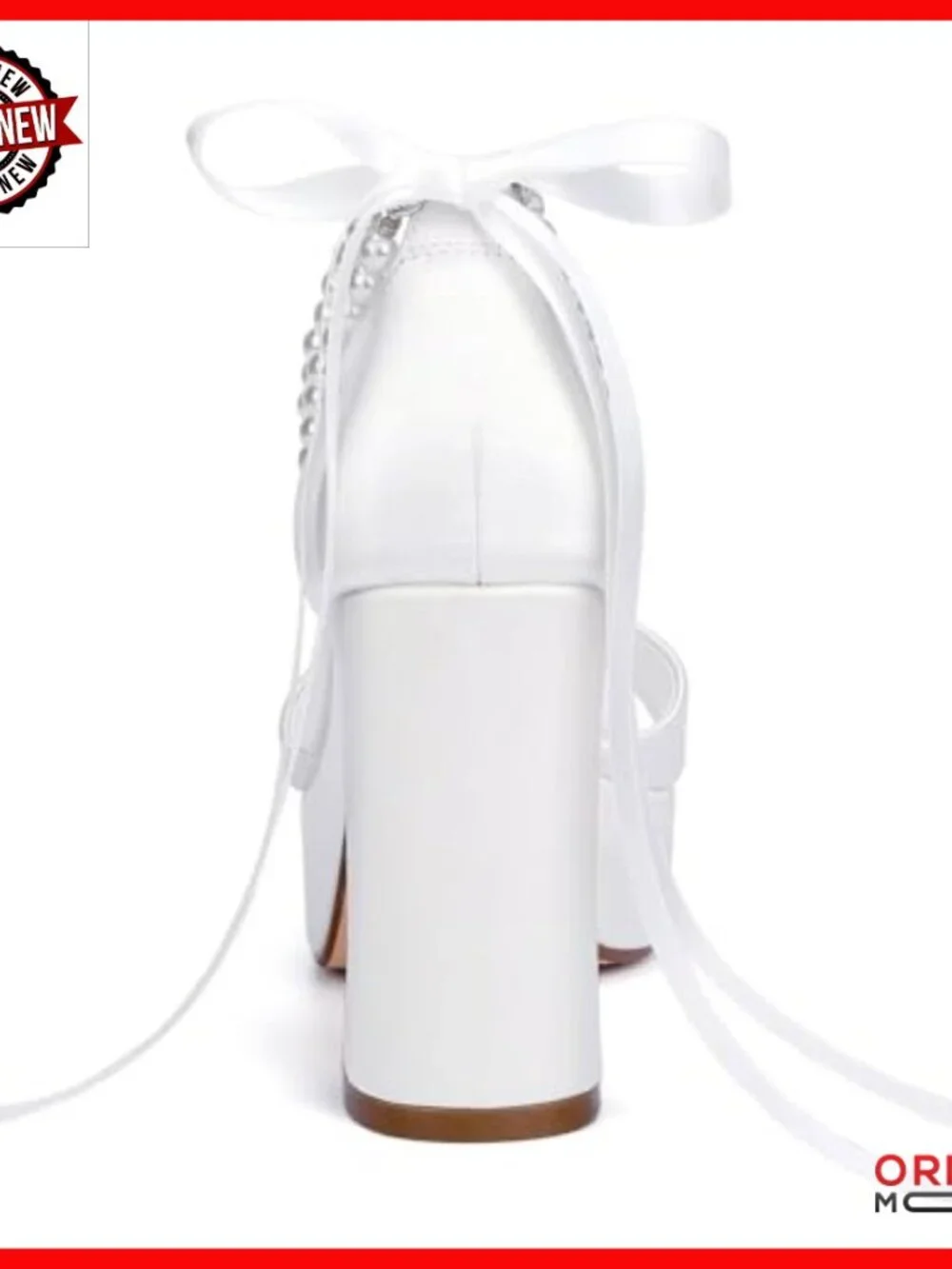 Platform Wedding Sandals with Pearl Heels and Block Heel for Bride